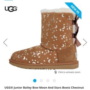 Bailey bow chestnut Kids Moon and stars Uggs big girl size 4 NEW (no box)